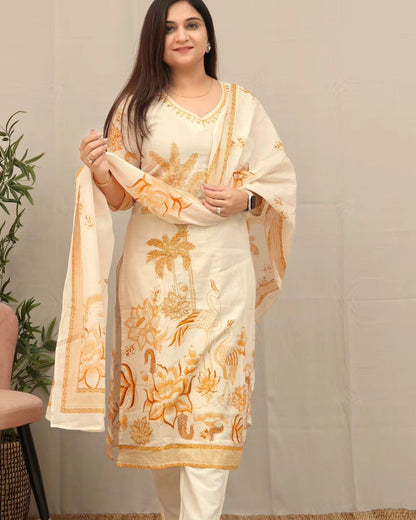 Beautiful Designer Embroidered Suit With Dupatta