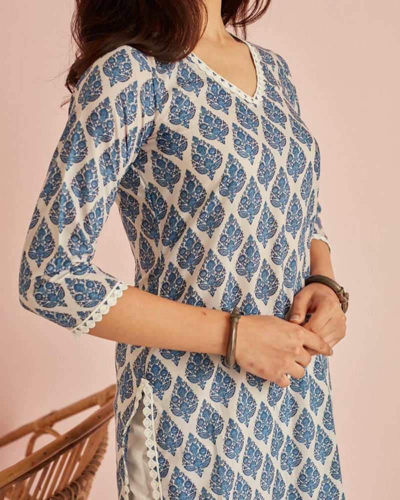 Classy Jaipuri Block Printed Suit With Dupatta