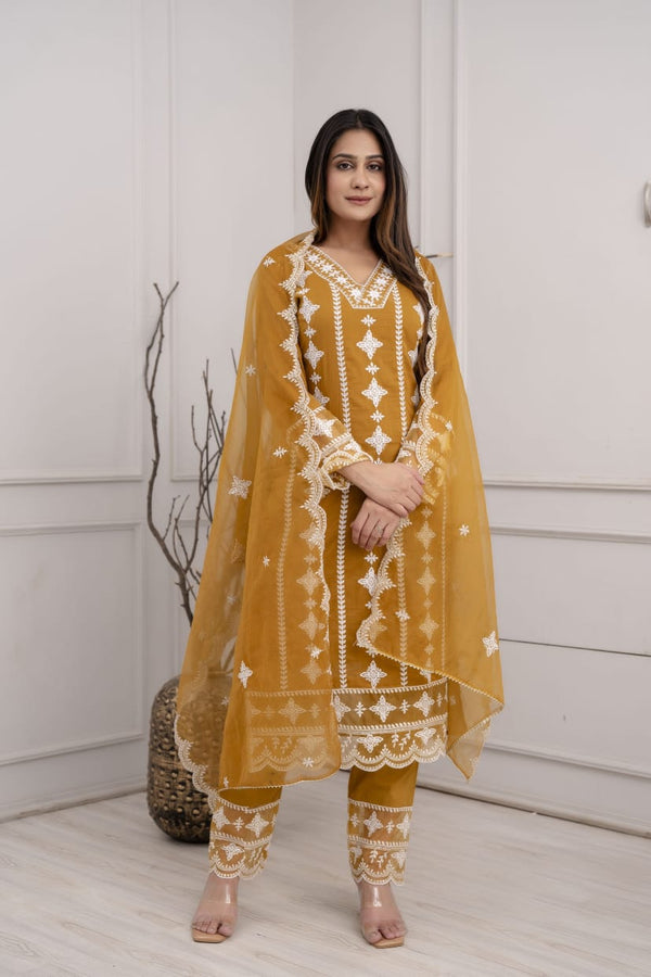 Traditional Designer Embroidered Suit With Dupatta