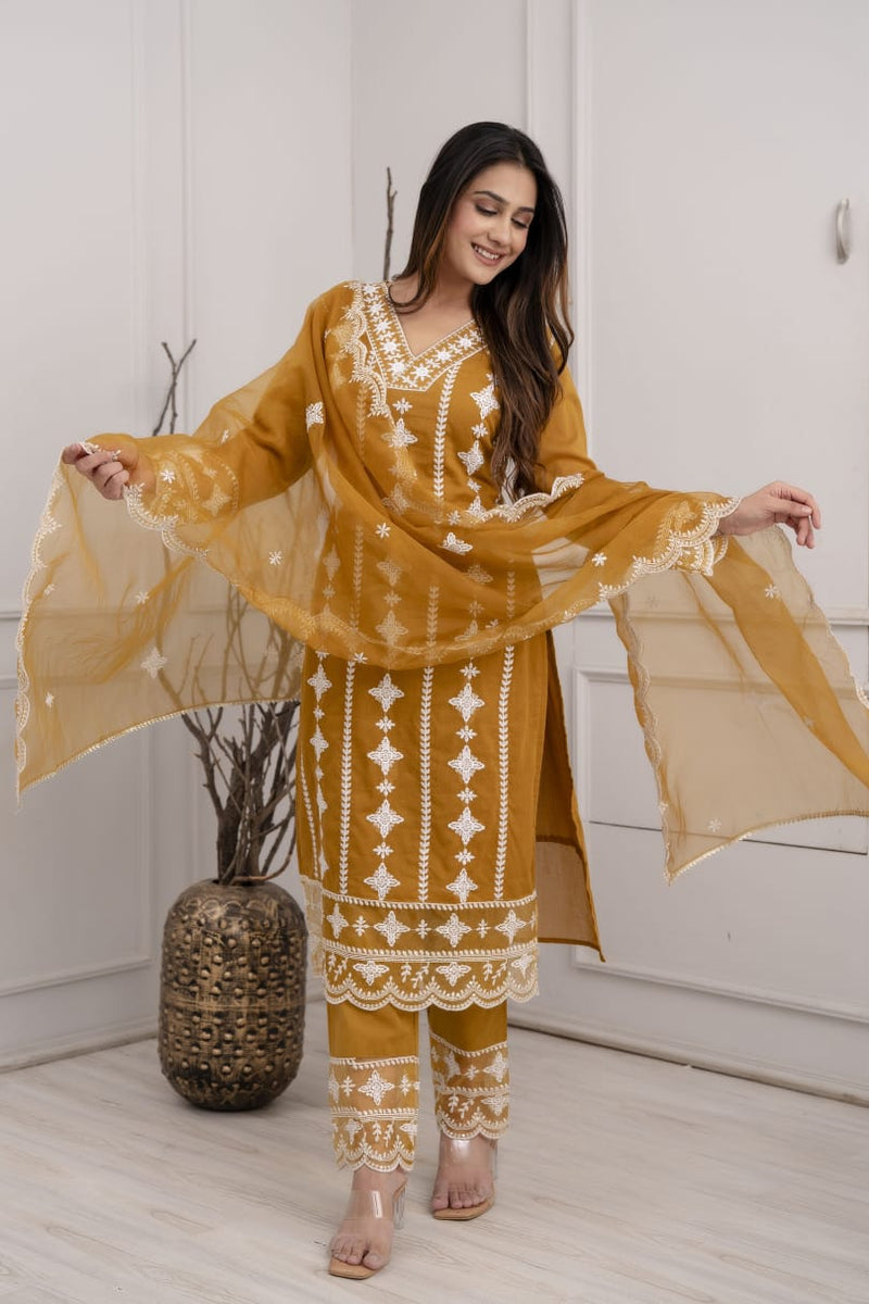 Traditional Designer Embroidered Suit With Dupatta