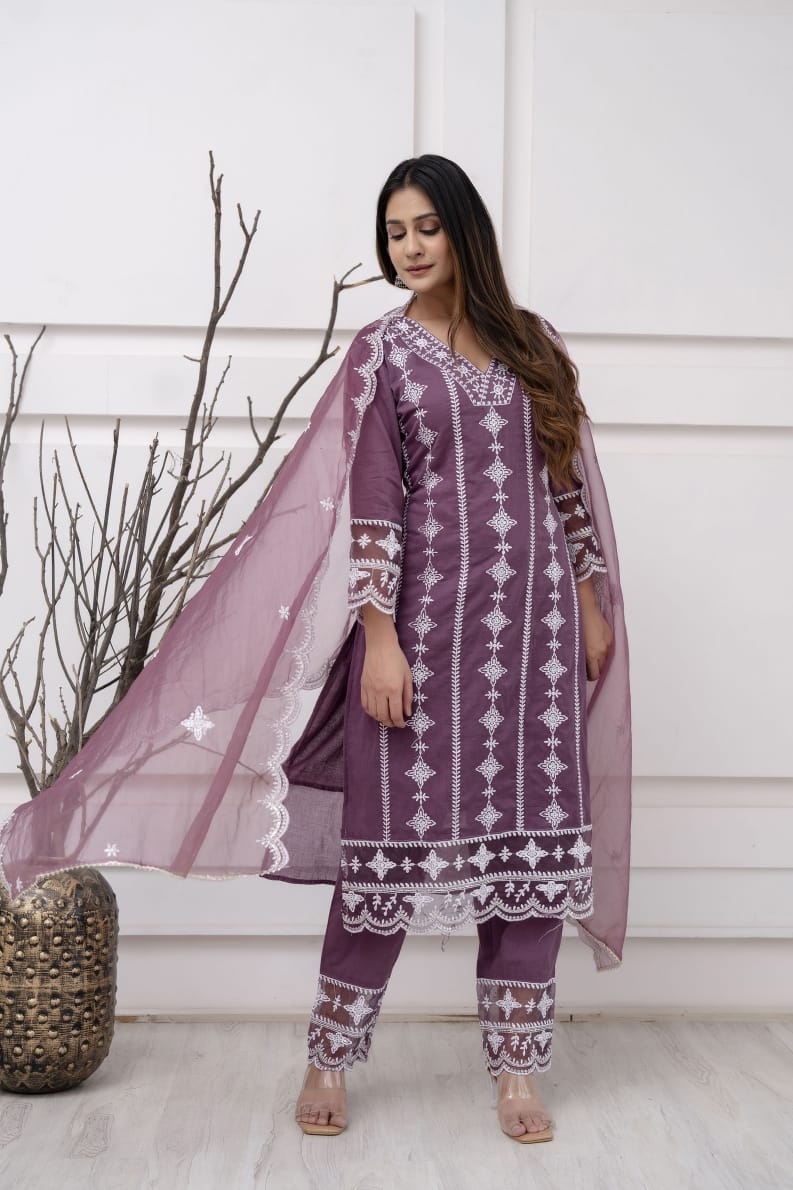 Traditional Designer Embroidered Suit With Dupatta