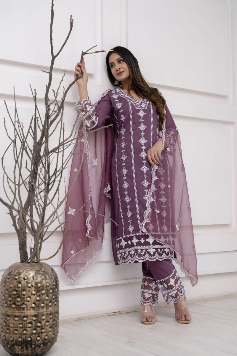 Traditional Designer Embroidered Suit With Dupatta