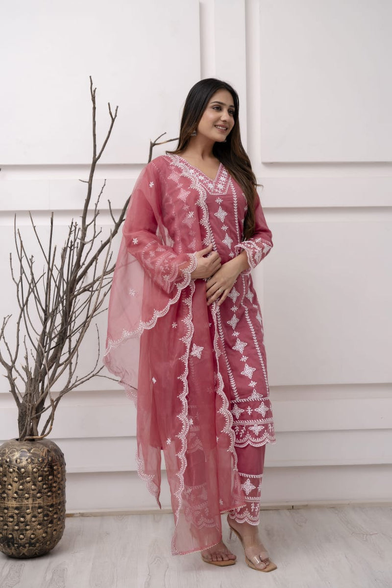 Traditional Designer Embroidered Suit With Dupatta