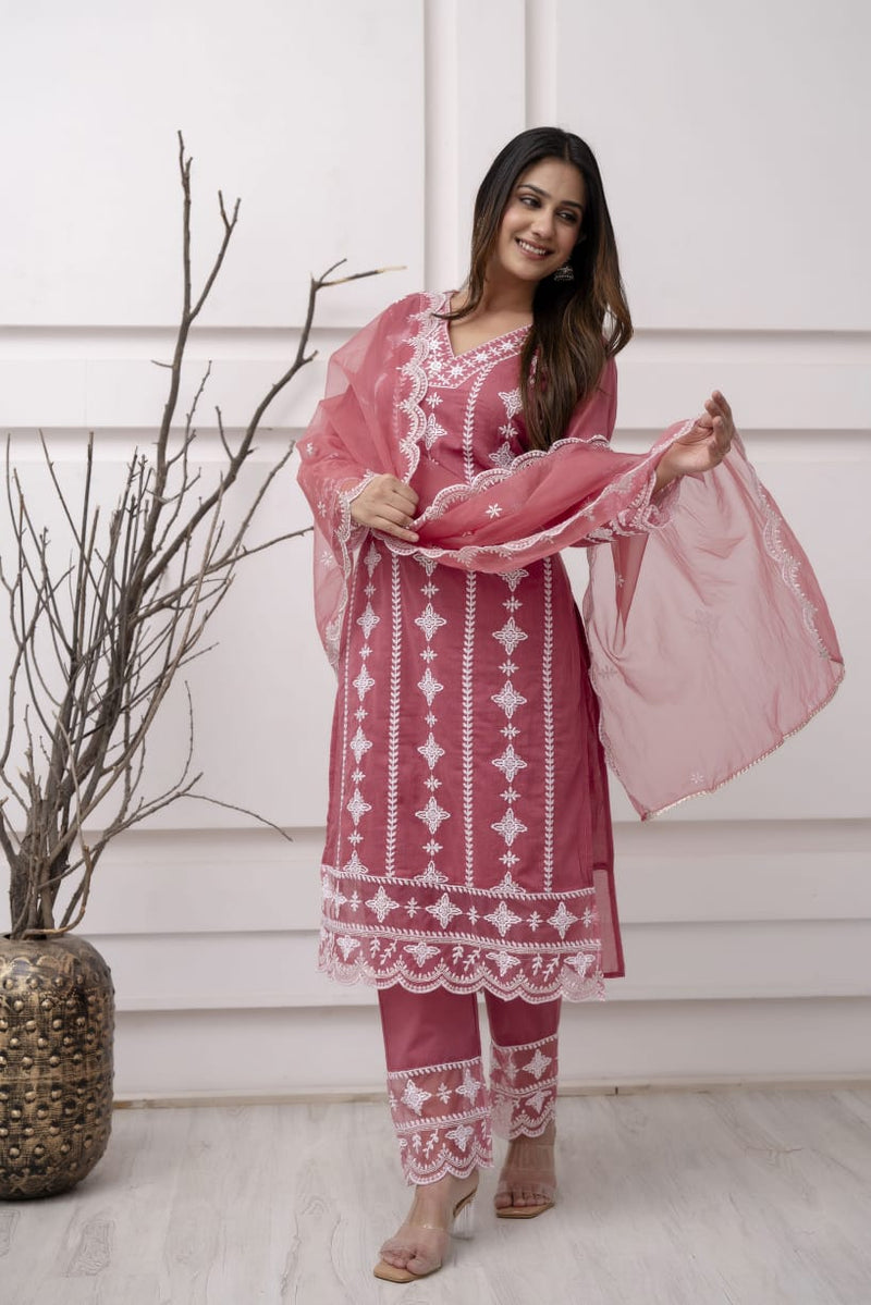 Traditional Designer Embroidered Suit With Dupatta