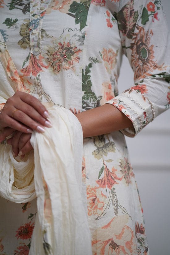 Elegant White Embroidered Suit With Dupatta