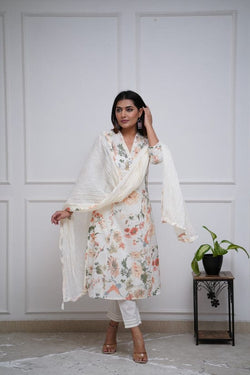 Elegant White Embroidered Suit With Dupatta