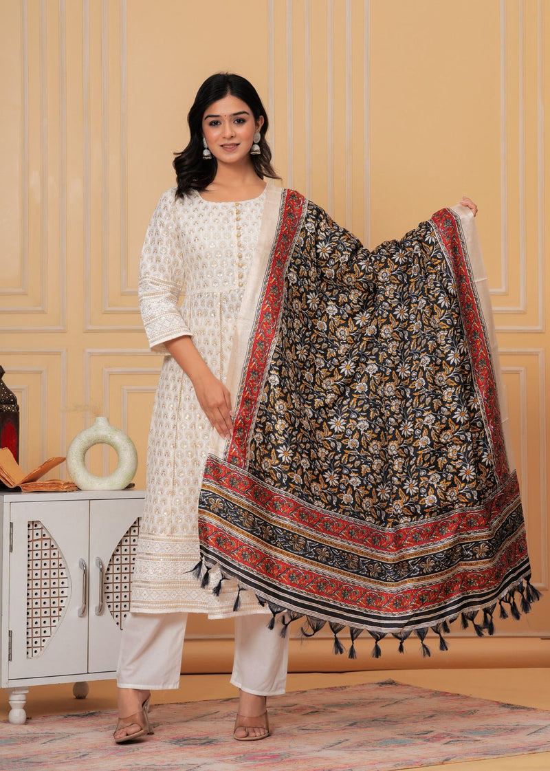 Beautiful Chikankari Anarkali Suit With Dupatta