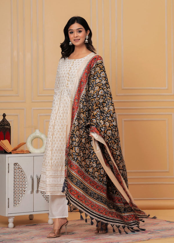 Beautiful Chikankari Anarkali Suit With Dupatta