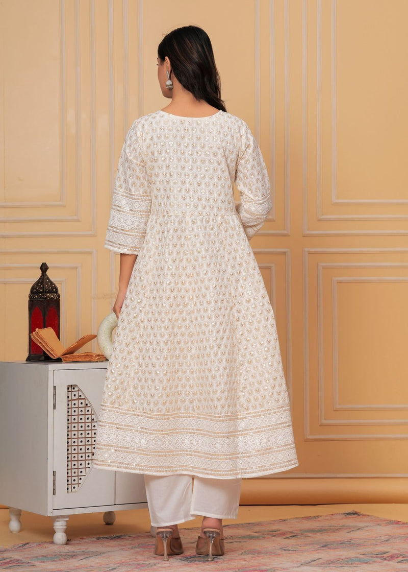 Beautiful Chikankari Anarkali Suit With Dupatta