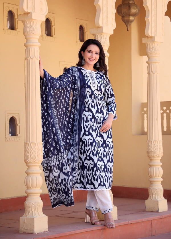 Pure Elegant cotton Suit With Dupatta