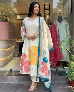 Stylish Softest Hand Work Suit With Dupatta