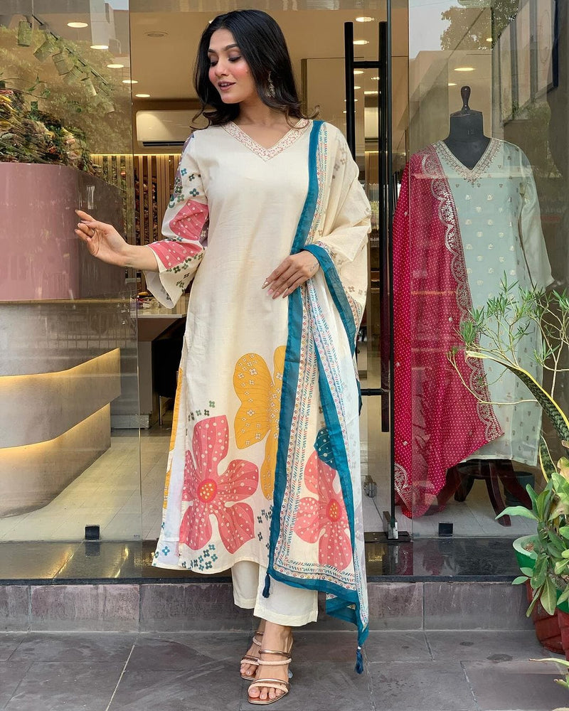 Stylish Softest Hand Work Suit With Dupatta