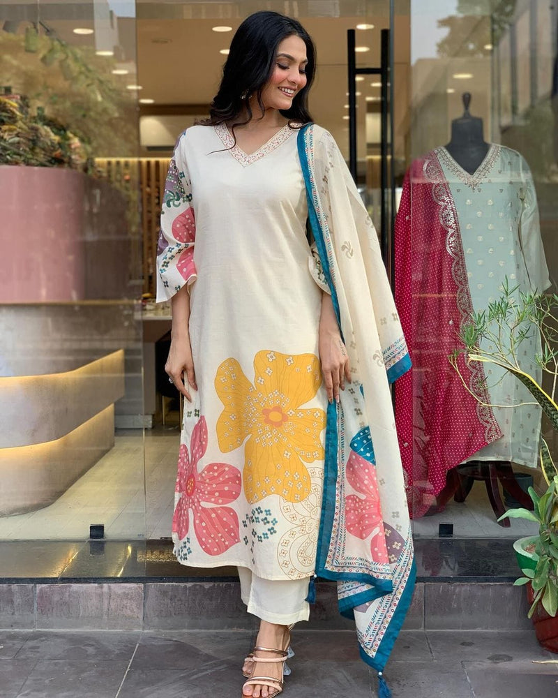 Stylish Softest Hand Work Suit With Dupatta