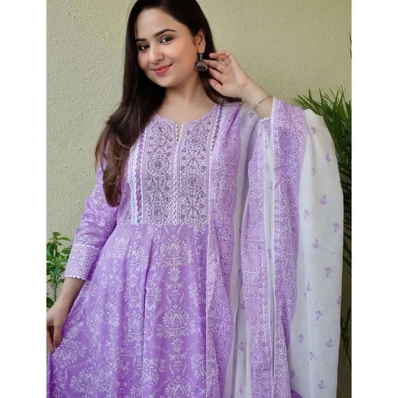 Beautiful Purple Anarkali Suit With Dupatta