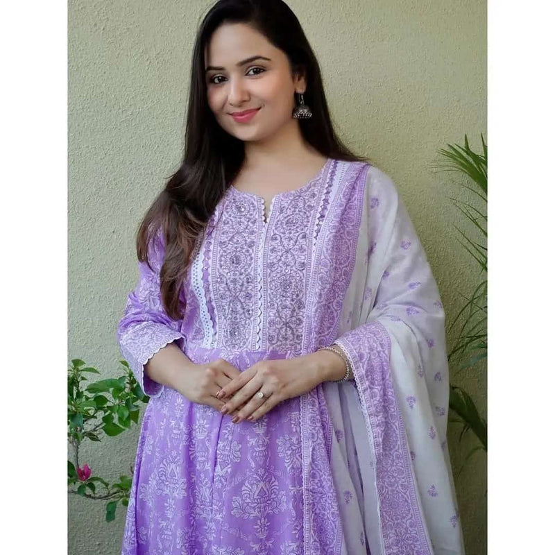 Beautiful Purple Anarkali Suit With Dupatta