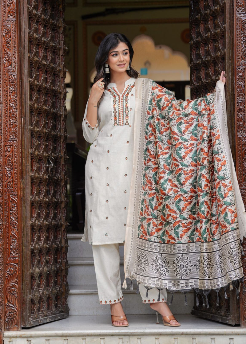 Designer white Traditional Suit With Dupatta