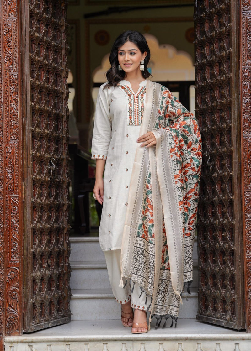 Designer white Traditional Suit With Dupatta