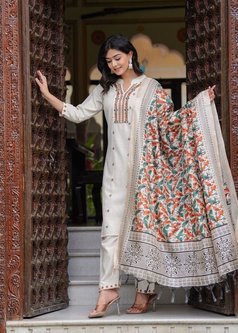 Designer white Traditional Suit With Dupatta