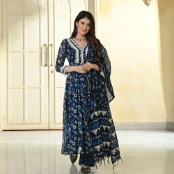 Premium Indigo Suit With Dupatta