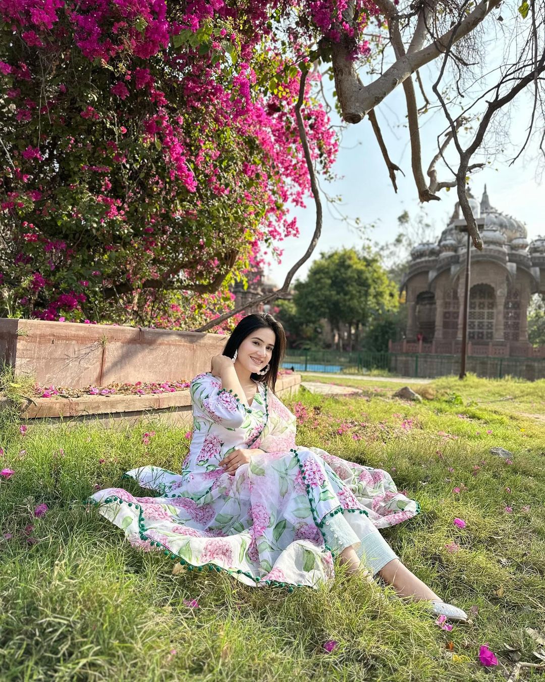 Beautiful Floral White Printed Suit With Dupatta