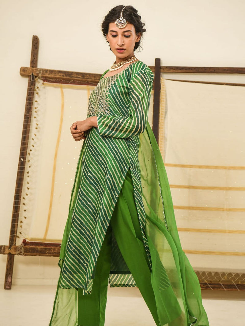 Designer Lehariya Printed Suit With Dupatta