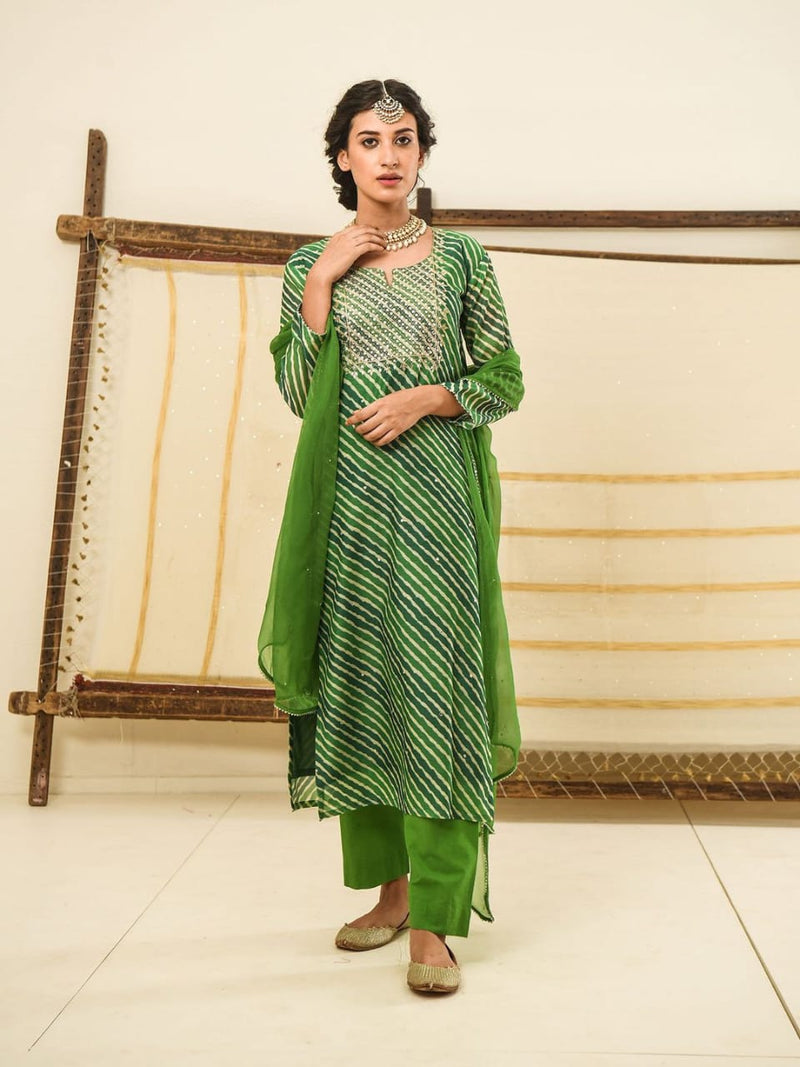 Designer Lehariya Printed Suit With Dupatta