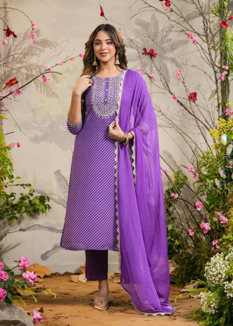 Designer Lehariya Printed Suit With Dupatta