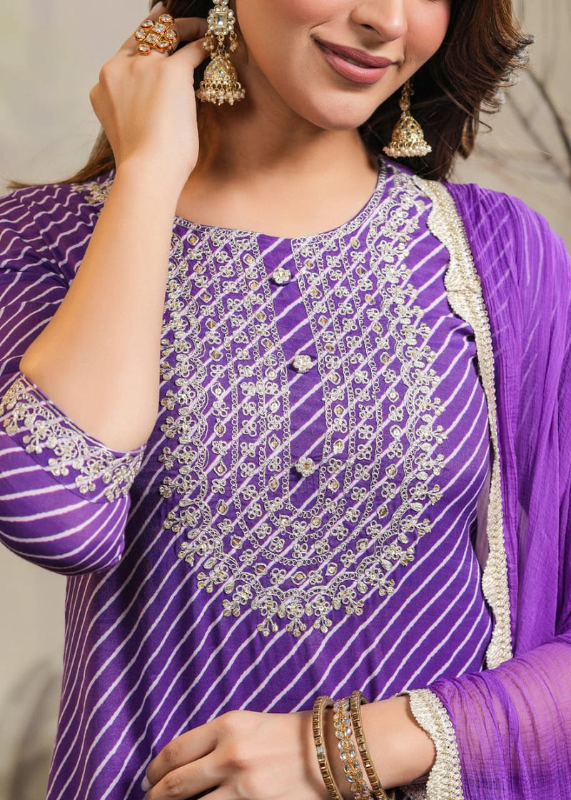 Designer Lehariya Printed Suit With Dupatta