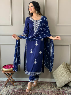 Elegant Heavy Embroidered Suit With Dupatta