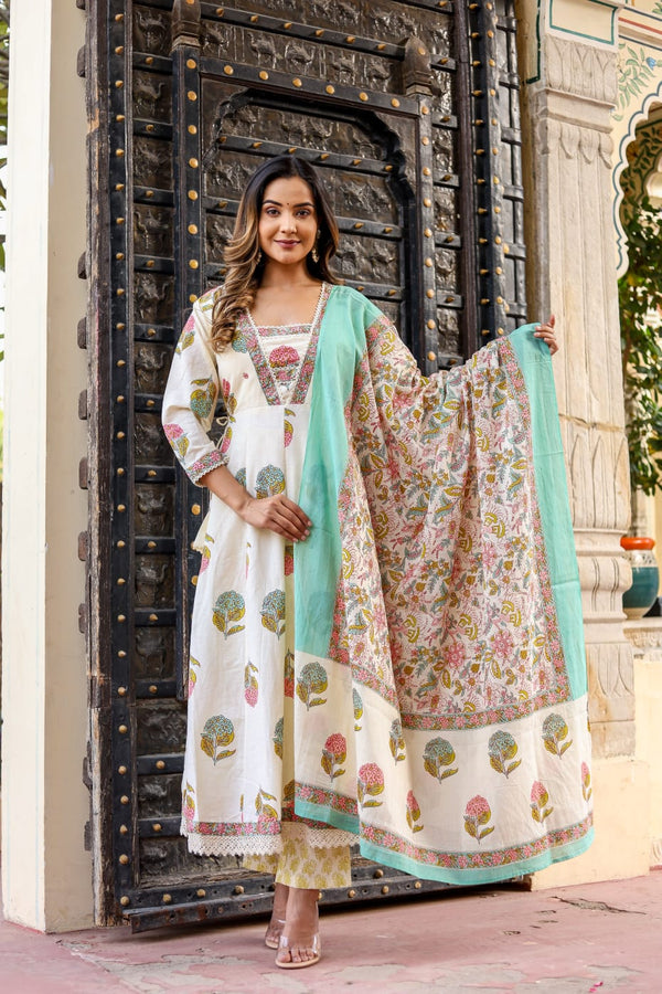 Elegant Floral Designer Suit With Dupatta