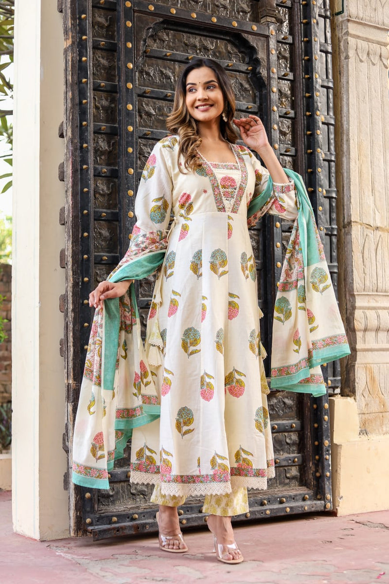 Elegant Floral Designer Suit With Dupatta