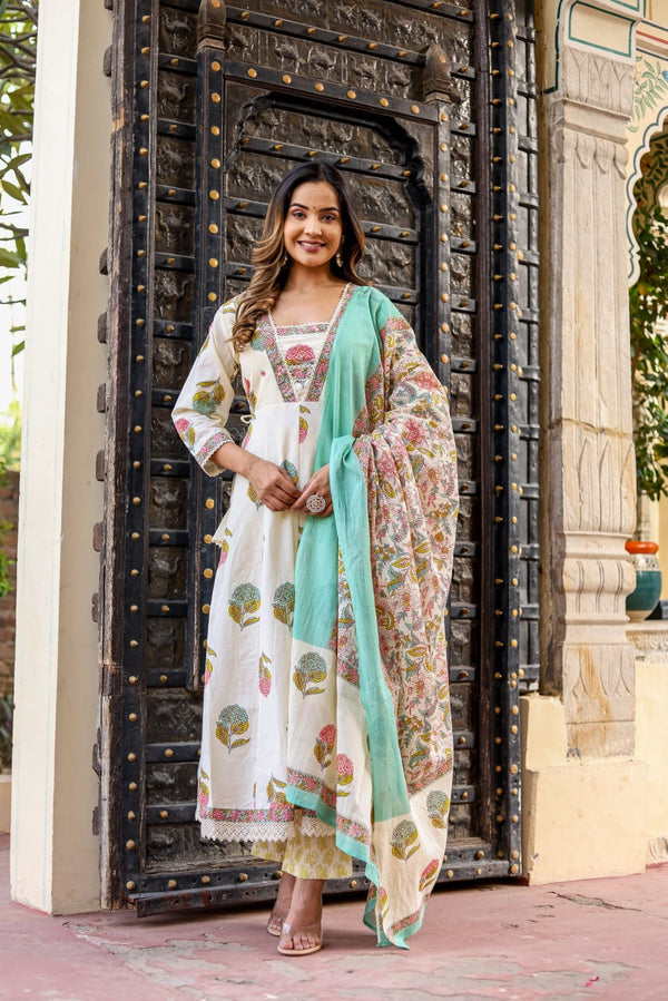 Elegant Floral Designer Suit With Dupatta