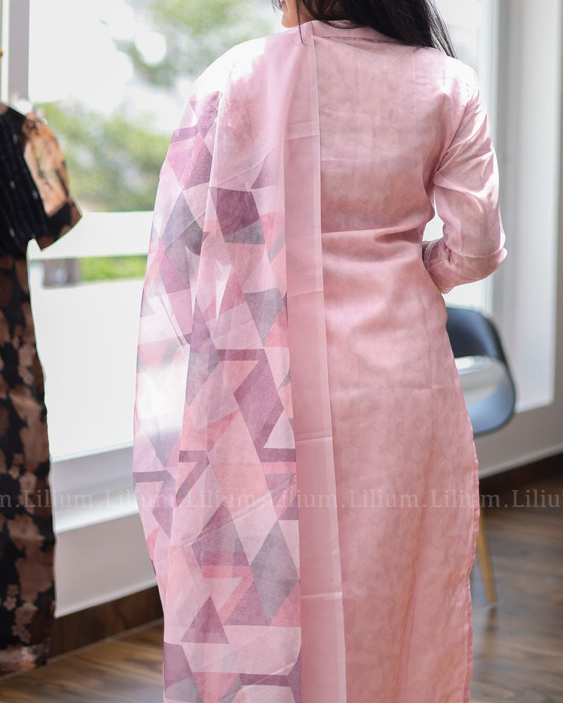 Designer Baby pink organza Suit With Dupatta