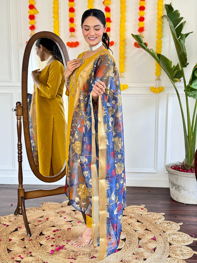 Designer Viscose Chanderi Suit With Dupatta