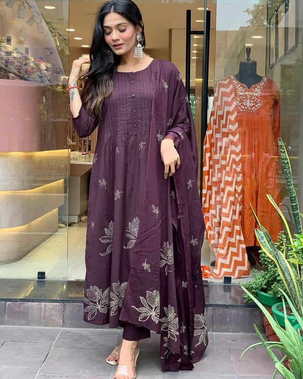 Elegant Purple Designer Suit With Dupatta