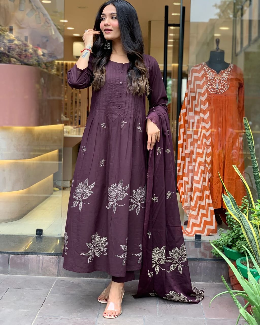 Elegant Purple Designer Suit With Dupatta