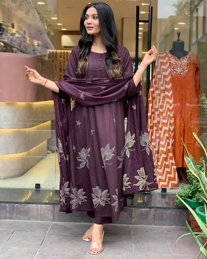 Elegant Purple Designer Suit With Dupatta