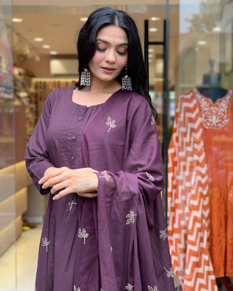 Elegant Purple Designer Suit With Dupatta