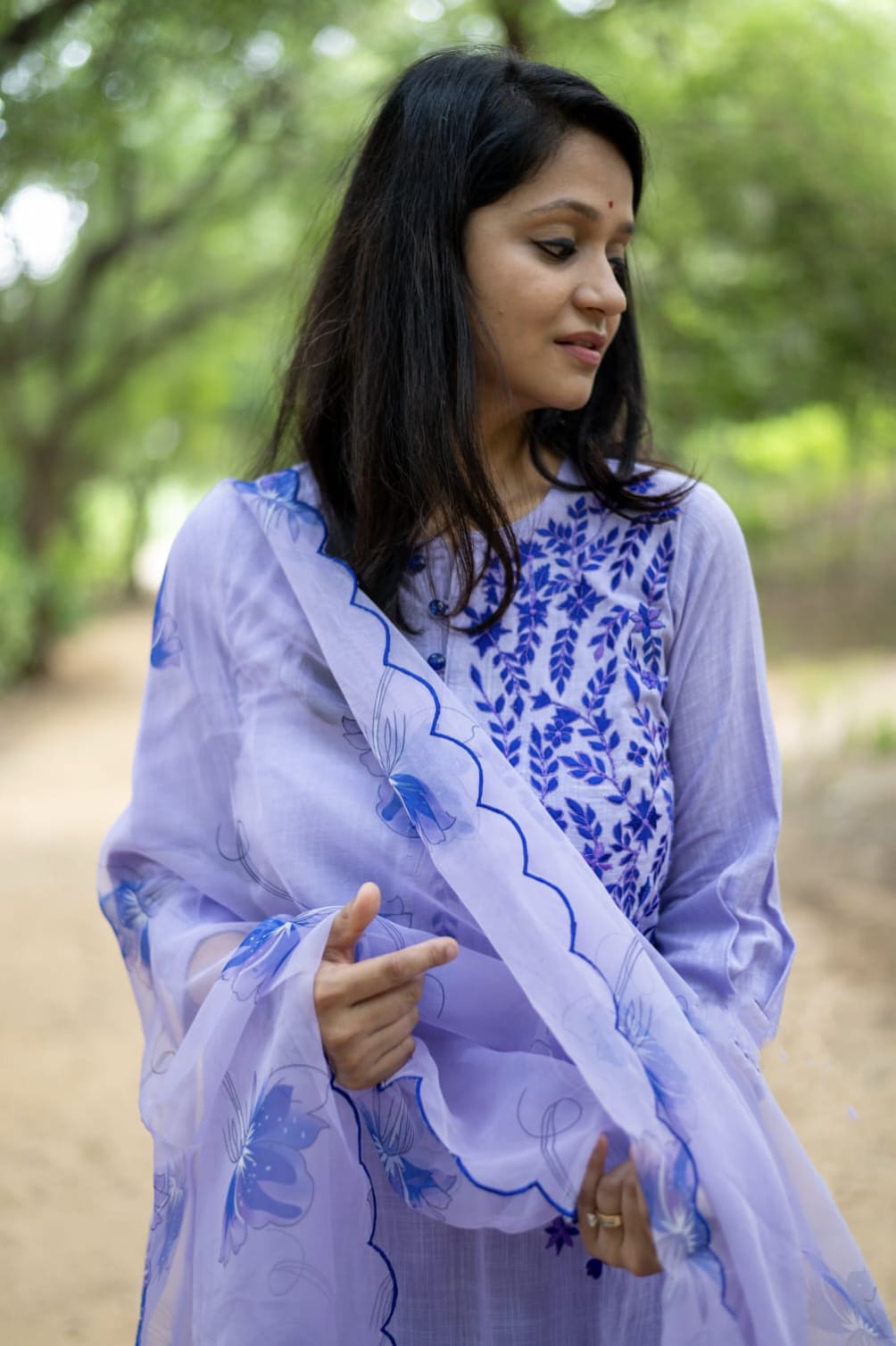 Floral Purple Digital Printed Suit With Dupatta