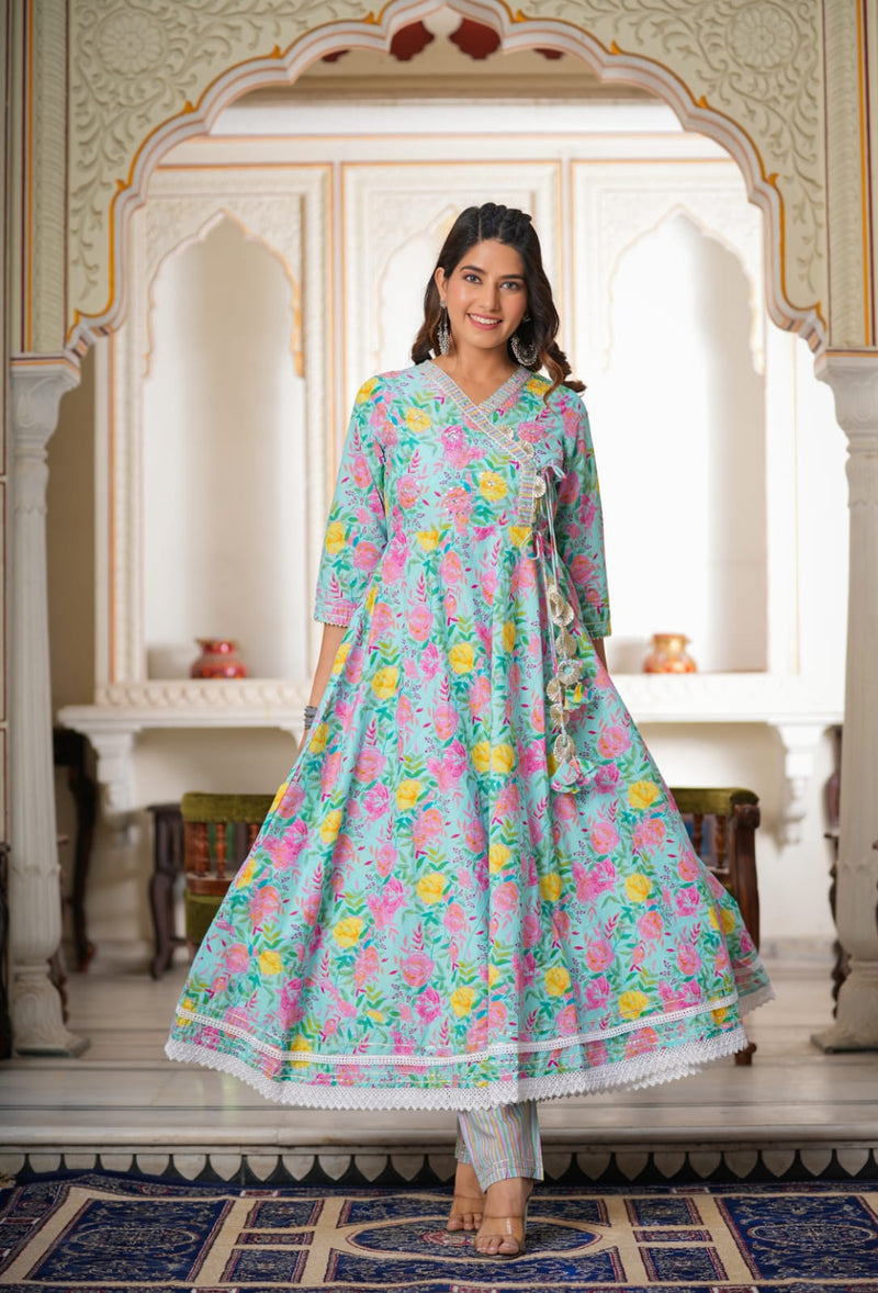 ANAREKALI FLORAL ANGRAKHA SUIT WITH DUPATTA