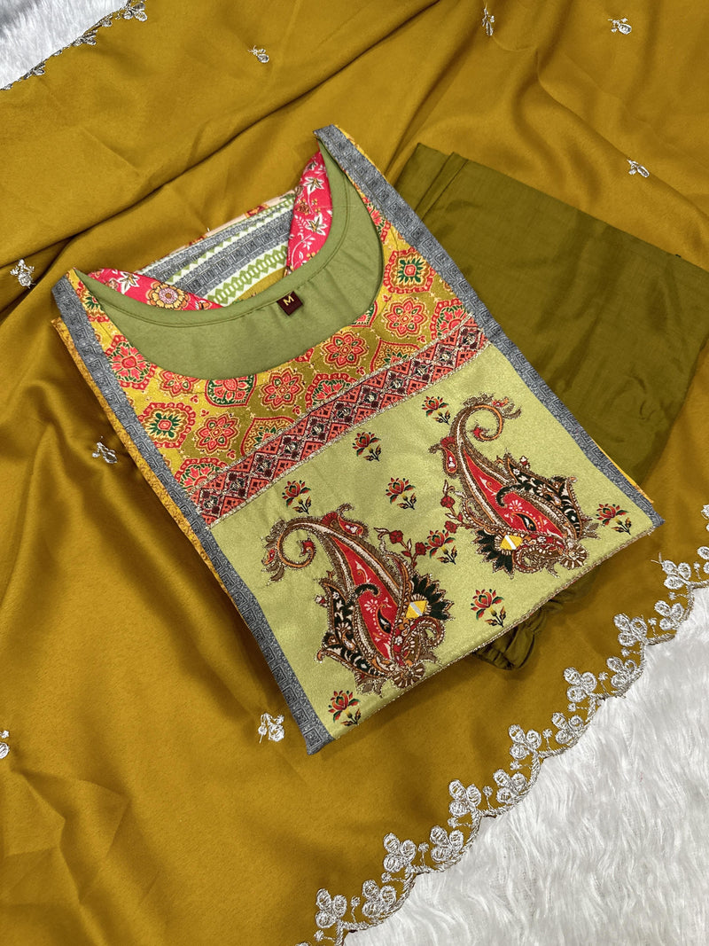 Designer Heavy Silk Embroidery Suit With Dupatta