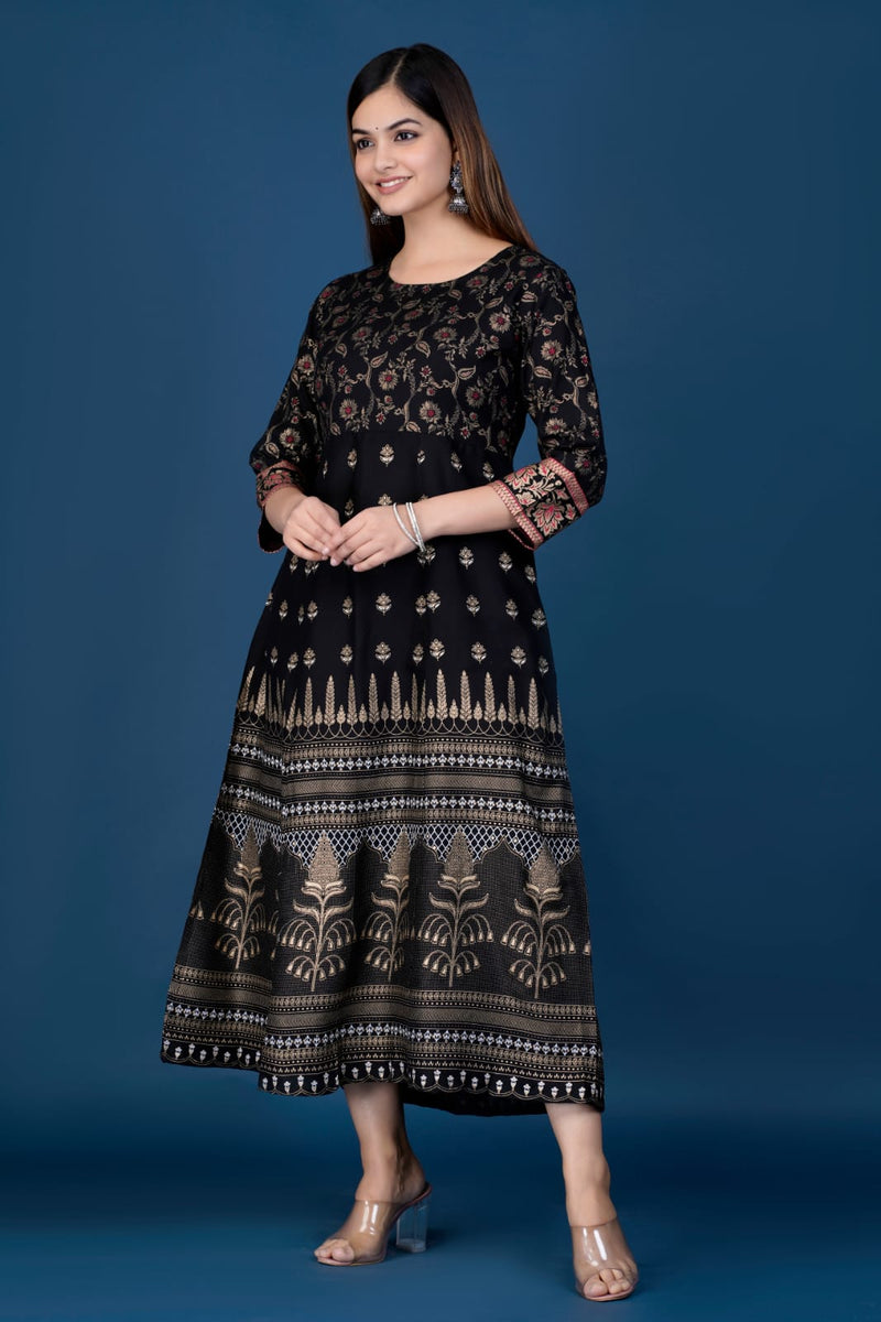 Beautiful Flower Printed Gown With Heavy Lace Work And Dupatta