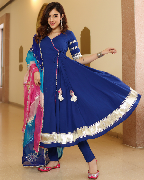 DESIGNER NAVY BLUE ANARKALI SET WITH DUPATTA