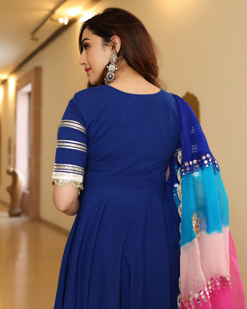 DESIGNER NAVY BLUE ANARKALI SET WITH DUPATTA