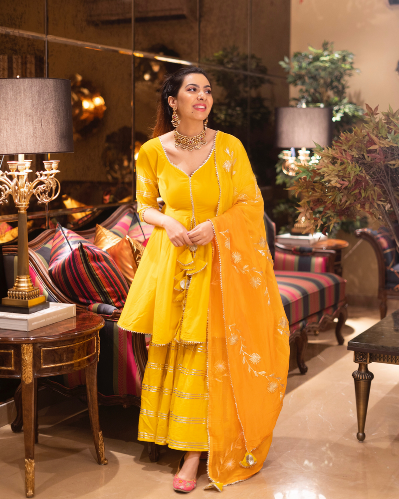 YELLOW MELLOW GOTAPATTI SHARARA SET WIHT DUPATTA