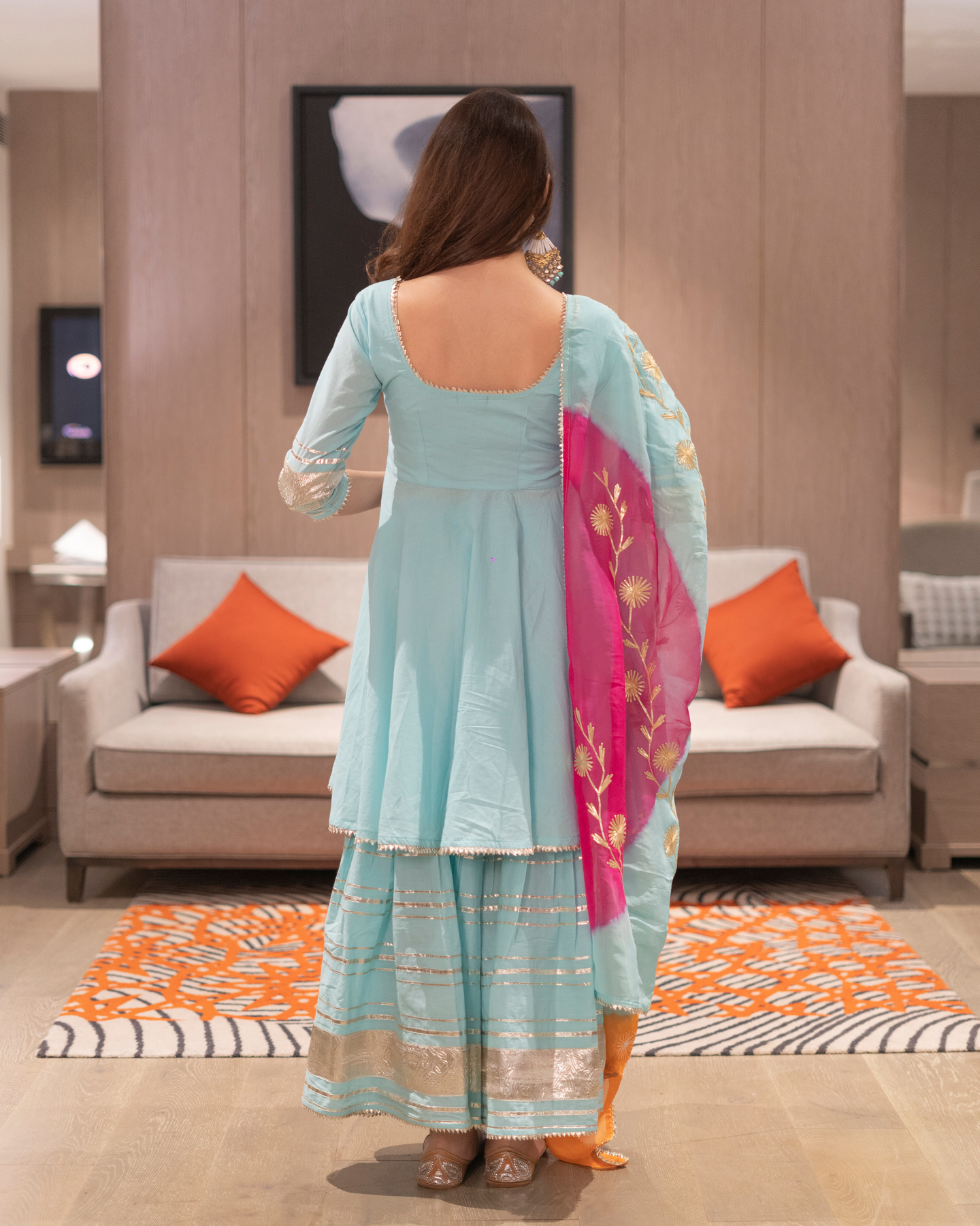 BLUE GOTAPATTI SHARARA SUIT WITH DUPATTA