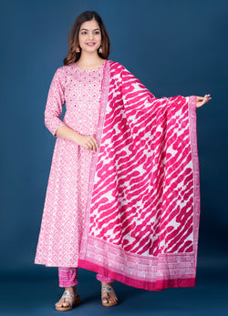 Beautiful Anarkali Kurti With Pant And Printed Dupatta