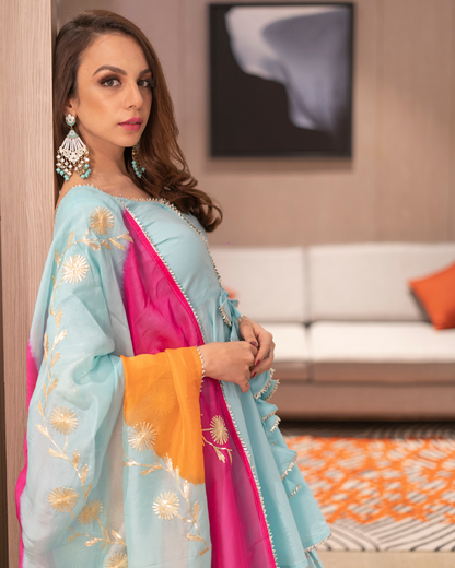 BLUE GOTAPATTI SHARARA SUIT WITH DUPATTA