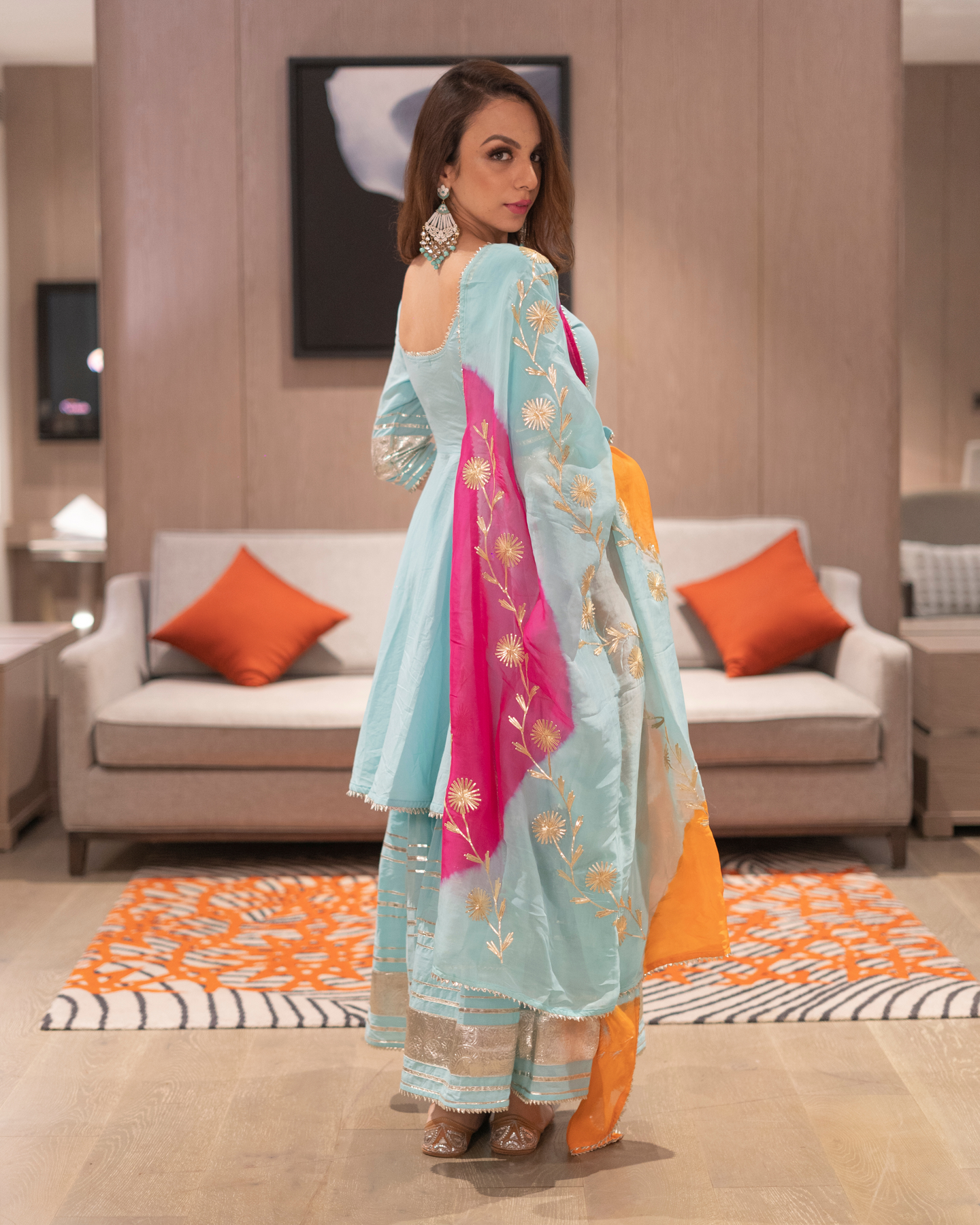 BLUE GOTAPATTI SHARARA SUIT WITH DUPATTA