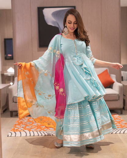 BLUE GOTAPATTI SHARARA SUIT WITH DUPATTA